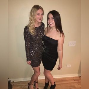 Windsor Mini Black and Gold Sparkle Dress